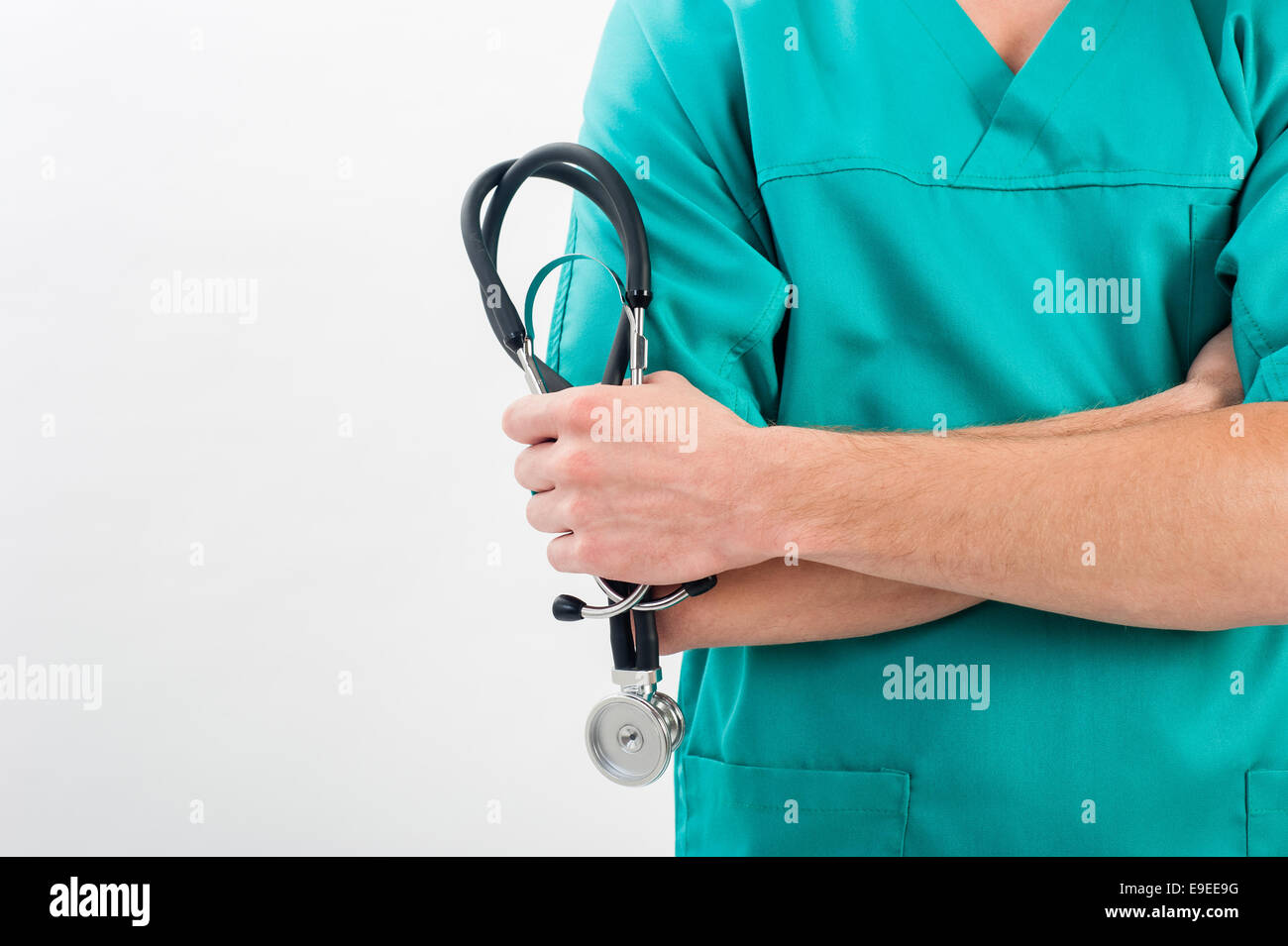 Male nurse with a stethoscope in the hands Stock Photo - Alamy