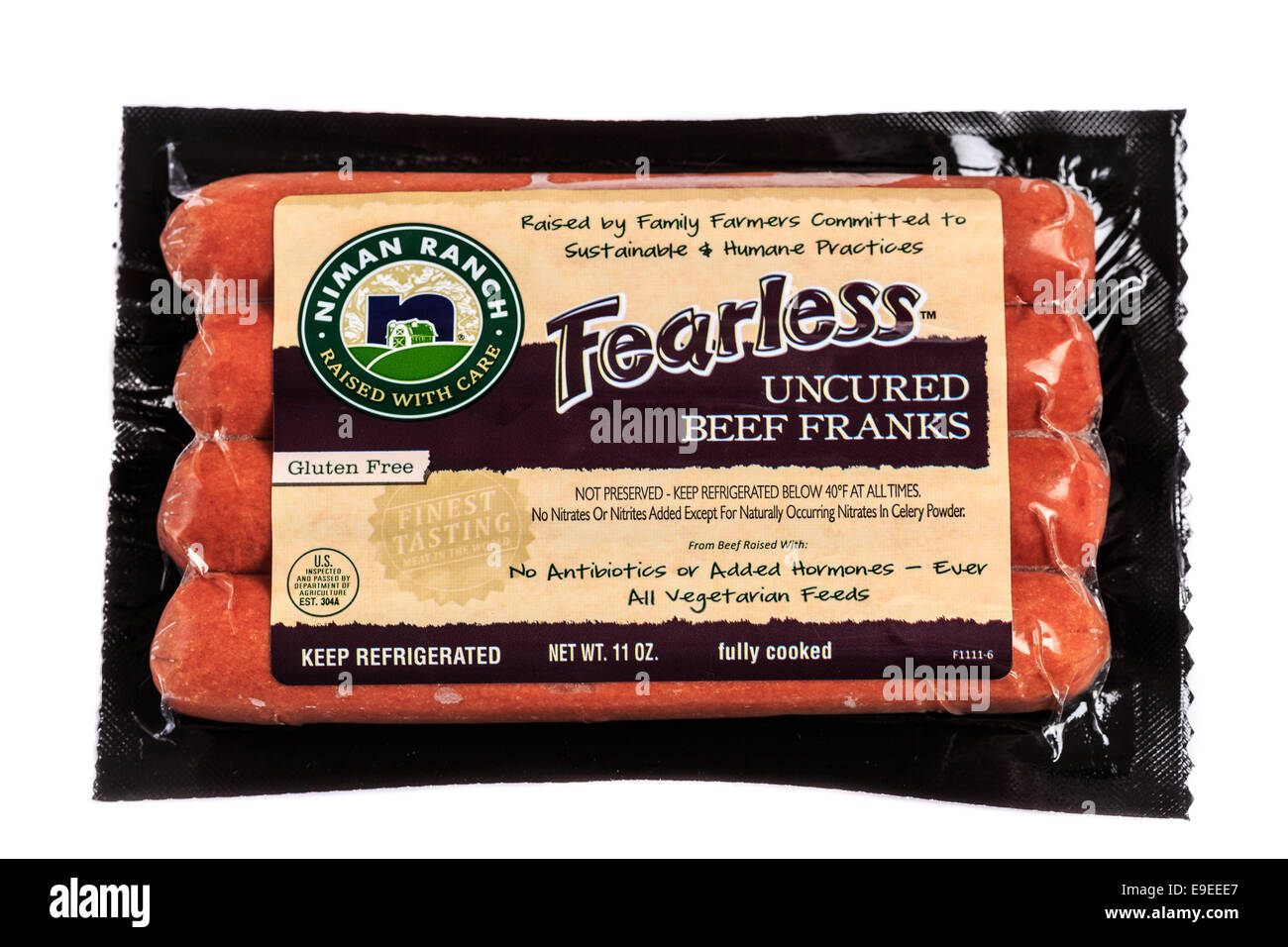 Niman Ranch Brand Fearless Uncured Beef Franks Stock Photo