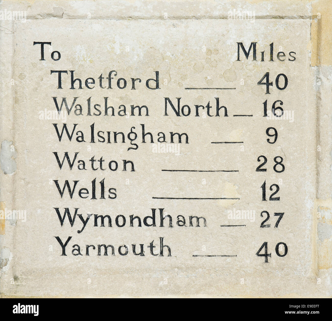Milestone in the town of Holt, Norfolk, England UK Stock Photo Alamy