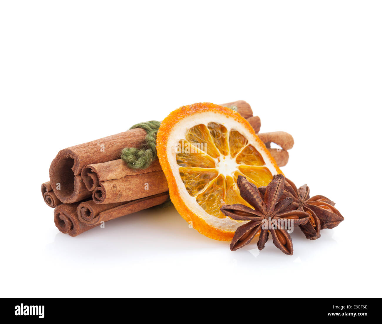 Christmas food decoration spices. Isolated on white background Stock Photo