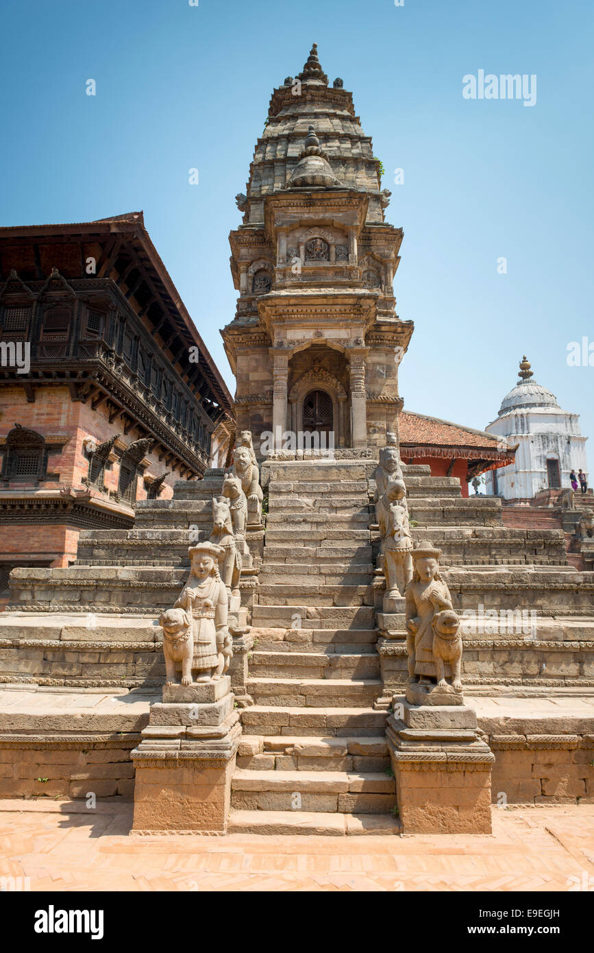 Siddhi Lakshmi temple on a Durbar square of Bhaktapur. Bhaktapur  is a 'cultural gem' in Nepal. Stock Photo