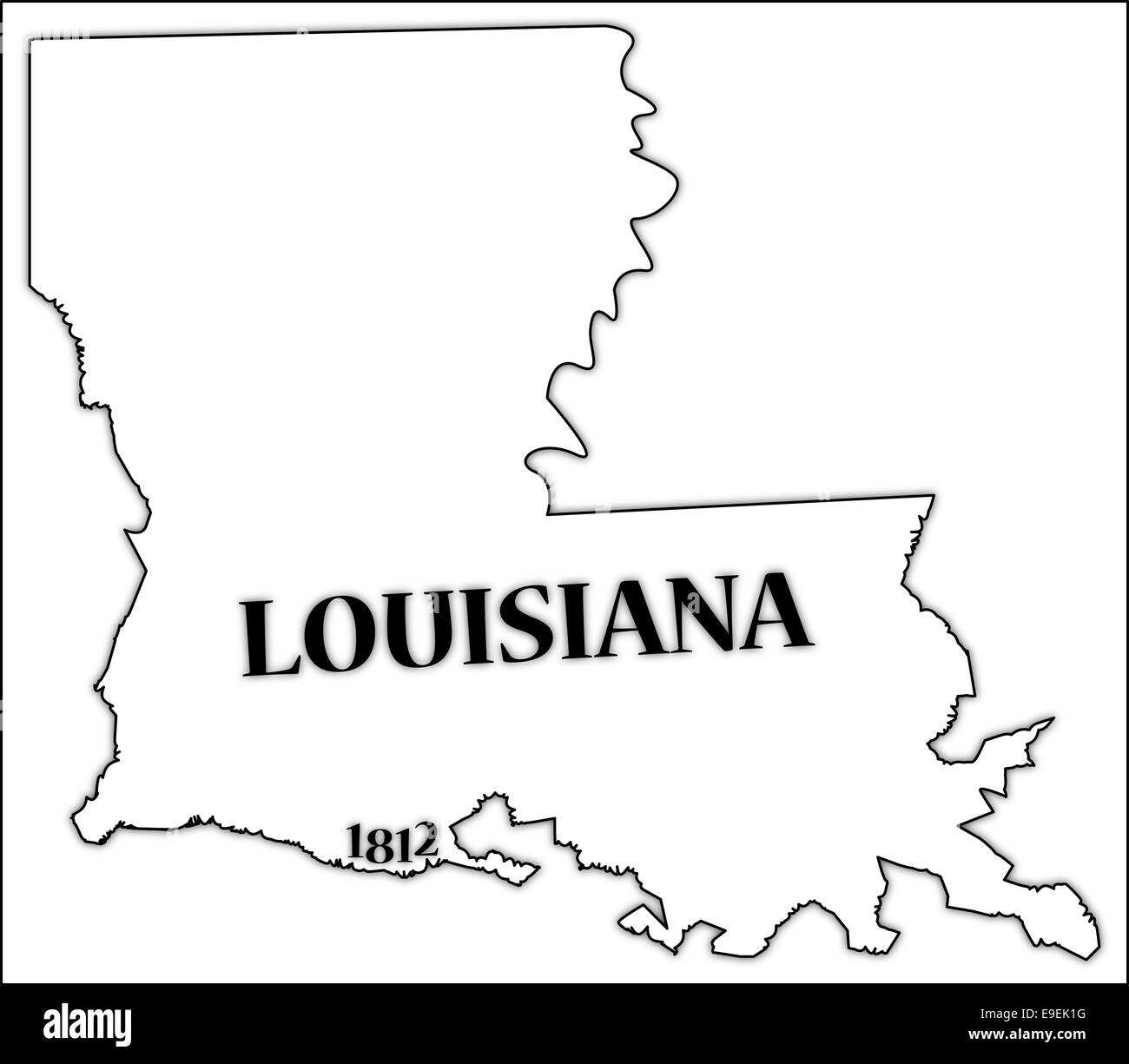 A Louisiana state outline with the date of statehood isolated on a white background Stock Photo