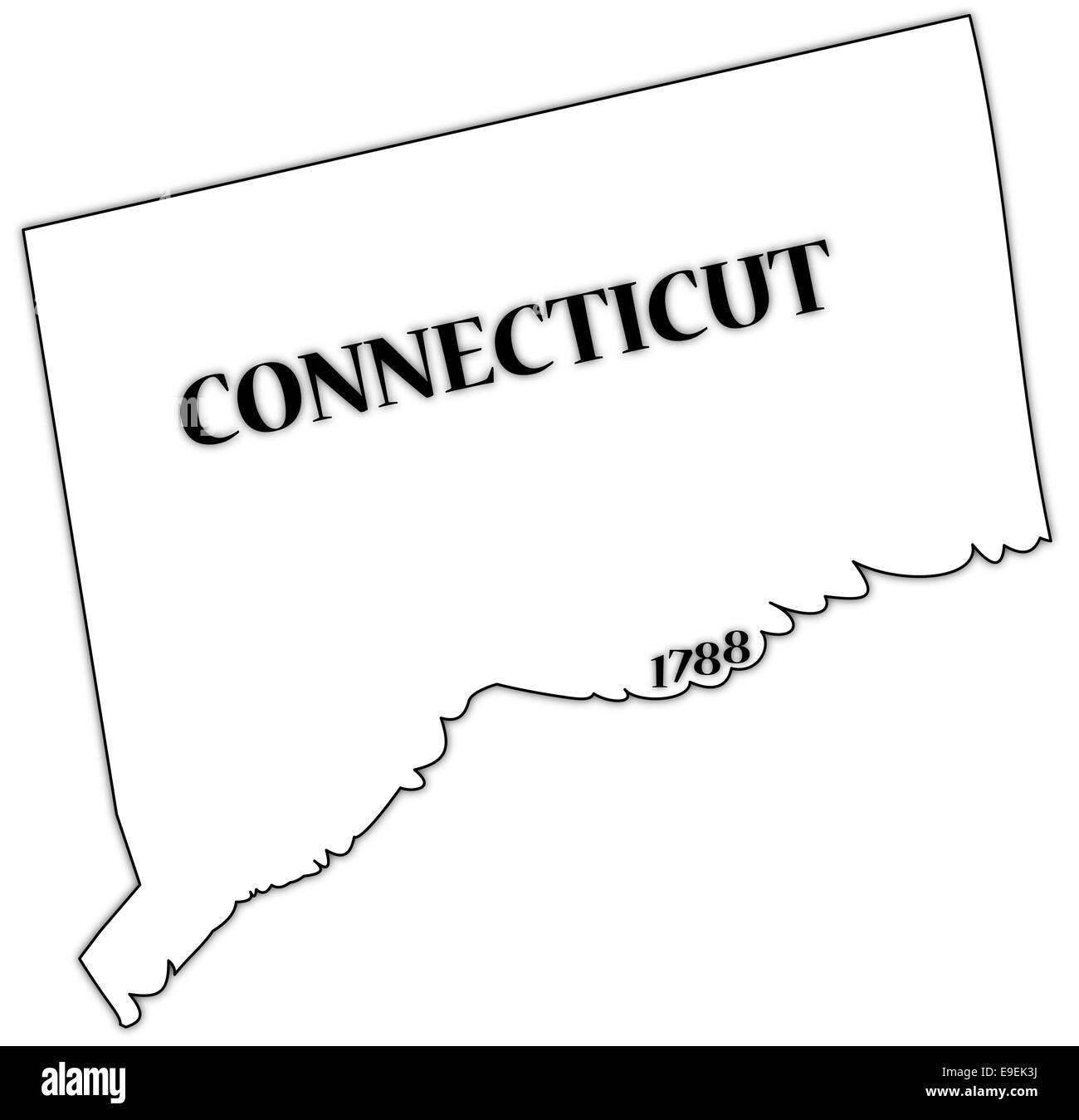 A connecticut state outline with the date of statehood isolated on a A connecticut state outline with the date of statehood isolated on a