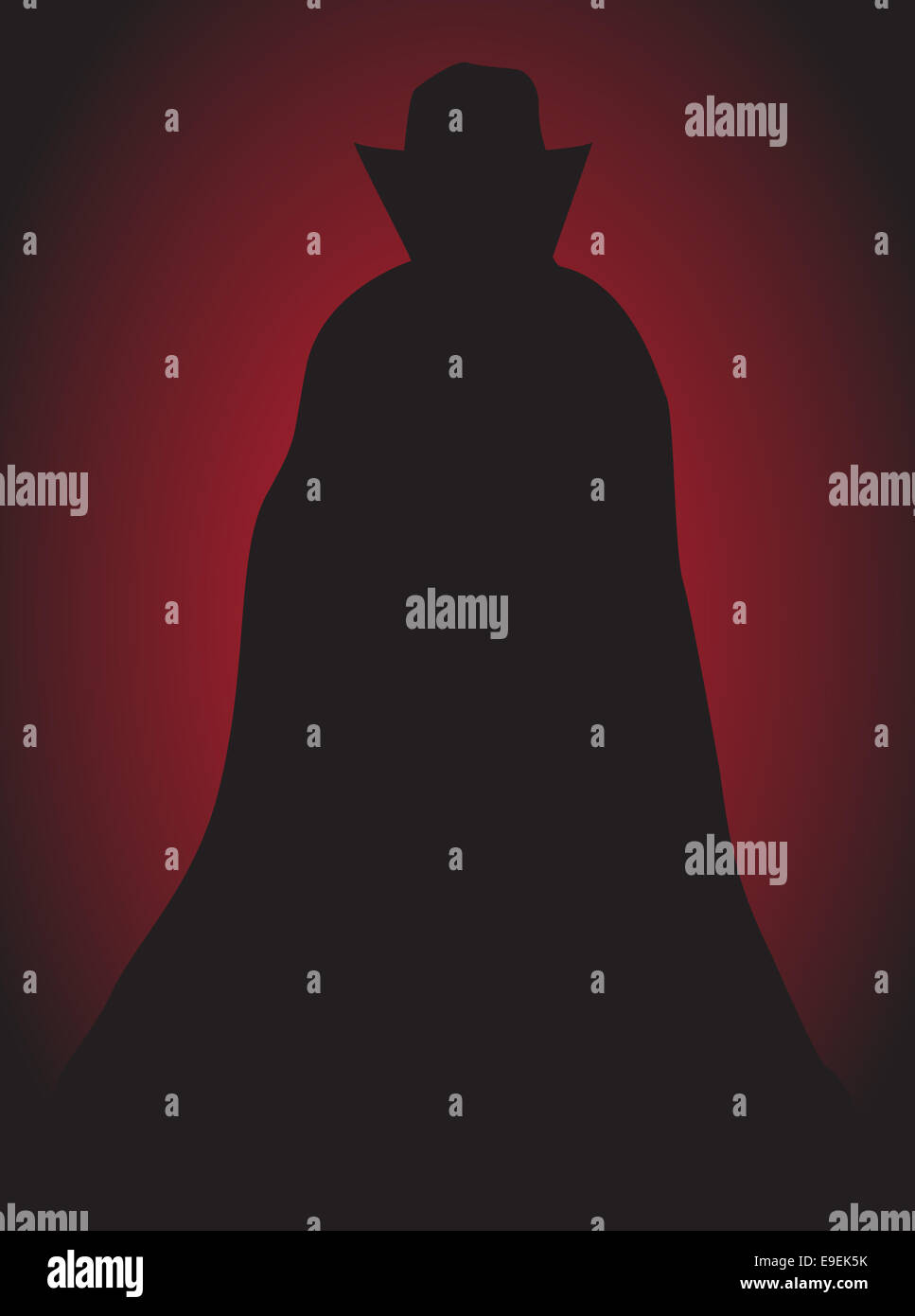 A Dracula Silhouette on a red and black background Stock Photo
