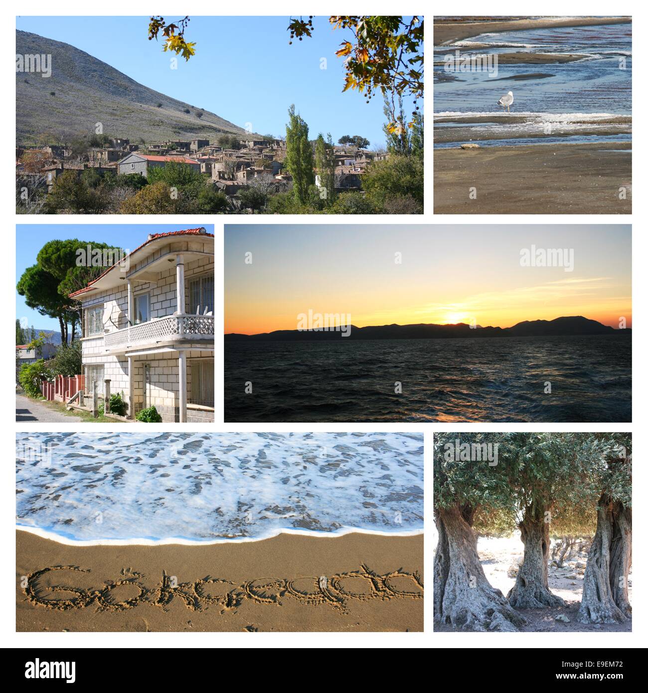 Imbros(Gokceada) Island in Turkey -Collage Stock Photo