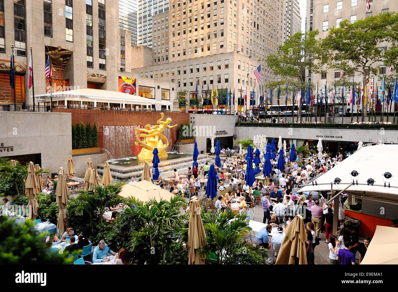A summer restaurant at Rockefeller Center in New York City Stock Photo