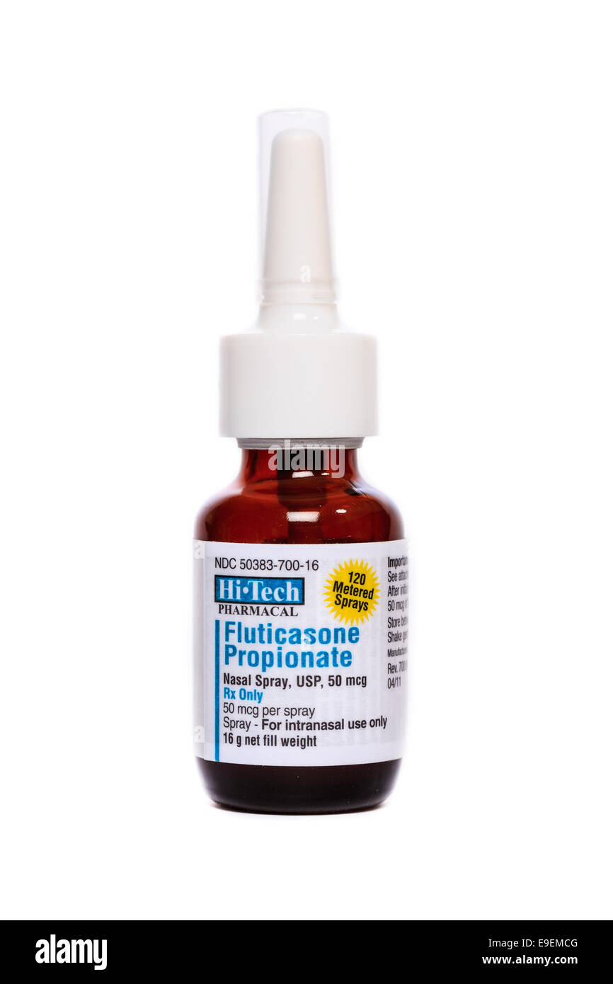 Fluticasone Propionate Nasal Spray medication medicine for Allergies Stock Photo