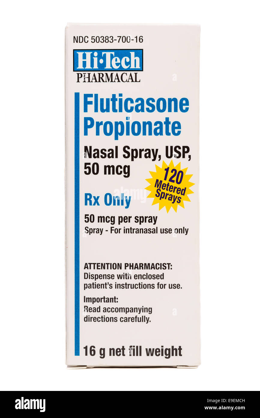 Fluticasone Propionate Nasal Spray medication medicine for Allergies Stock Photo