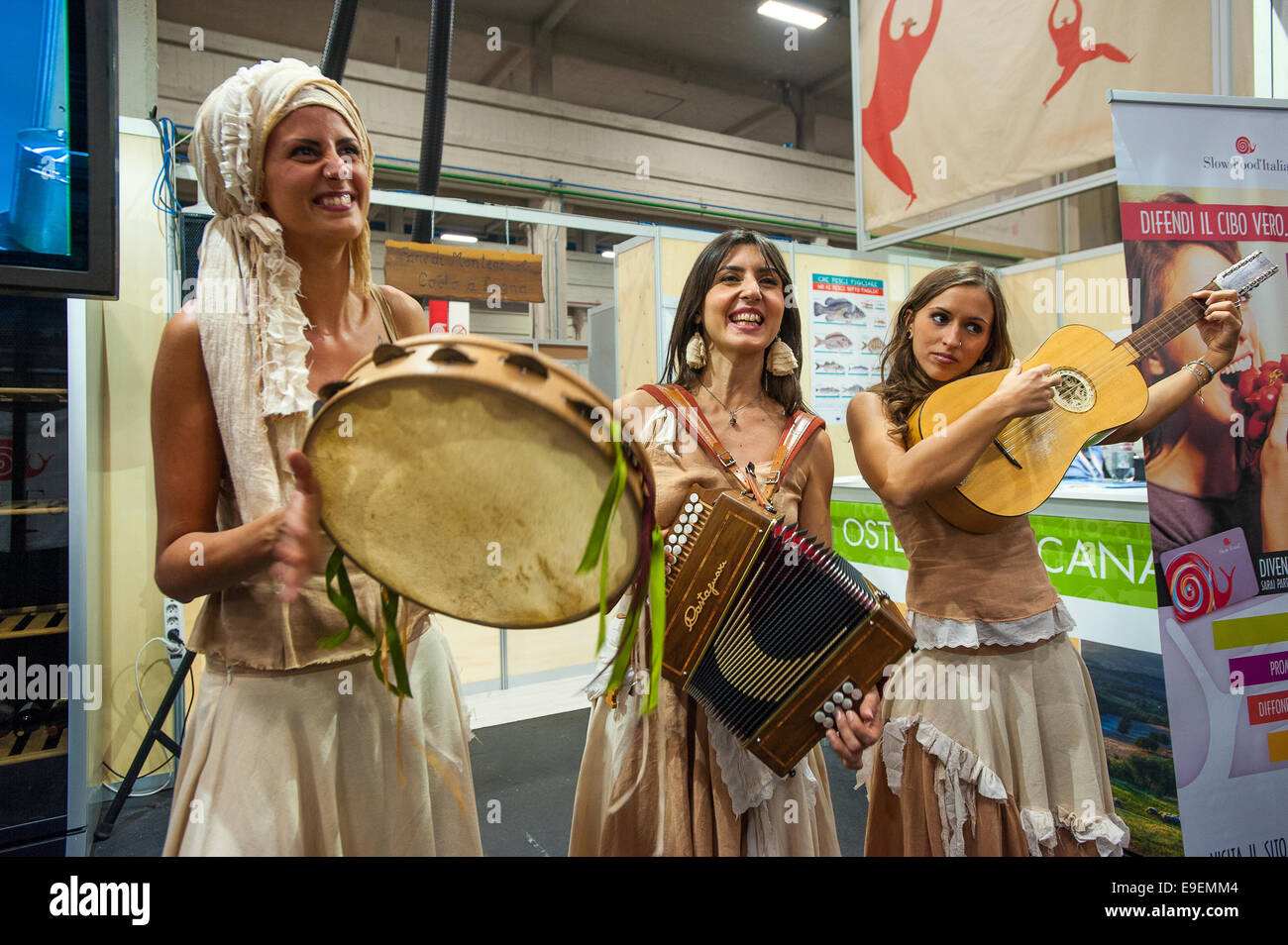 Turin, Italy. 26th Oct, 2014. Italy Piedmont Salone del Gusto e Terra Madre - Torino Lingotto - 23/27 October 2014 -Musical Group ' Le Tre Sorelle' Credit:  Realy Easy Star/Alamy Live News Stock Photo