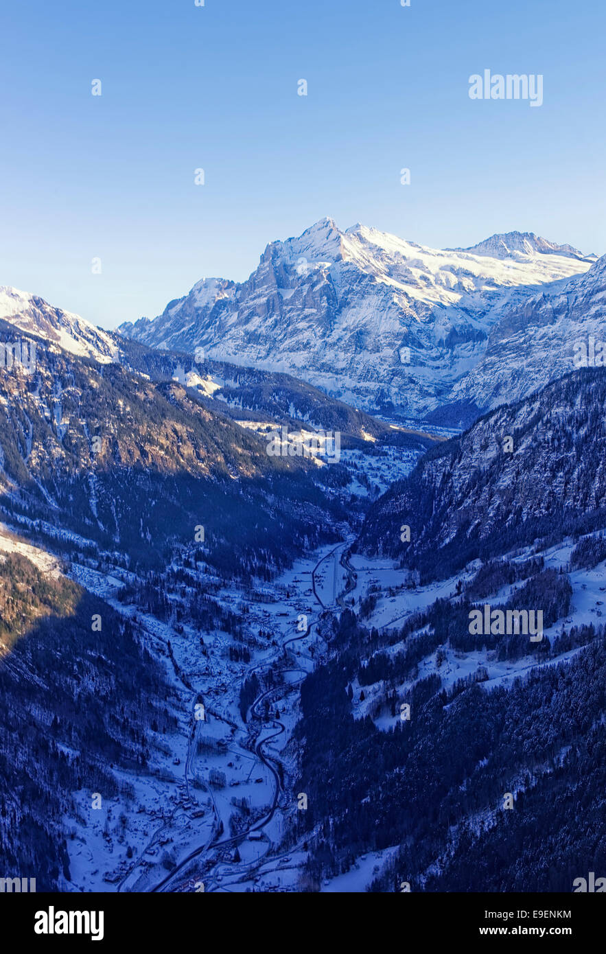Swiss alps mountain snow aerial valley hi-res stock photography and ...