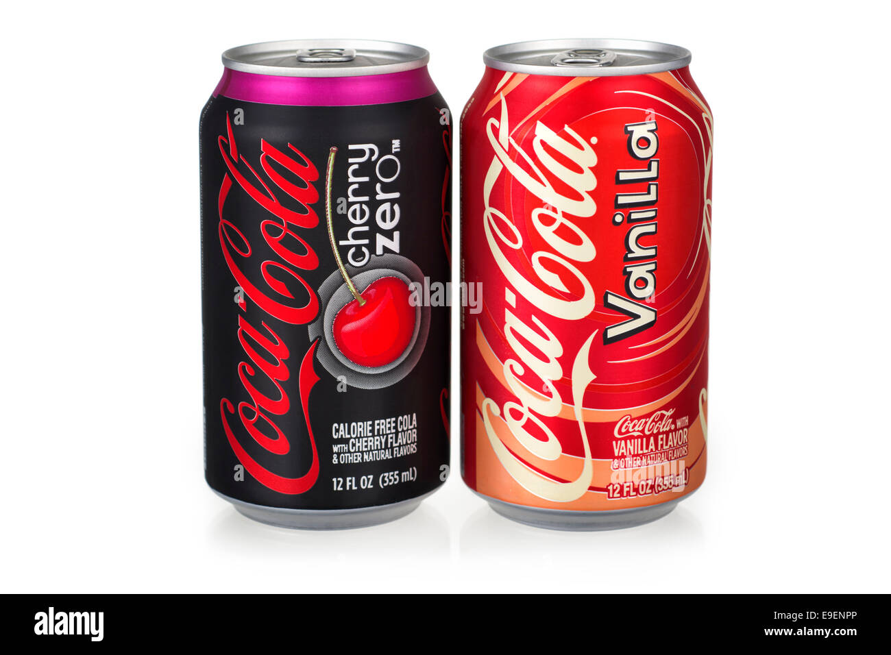 Coca Cola Cherry Zero and Coca Cola Vanilla Stock Photo