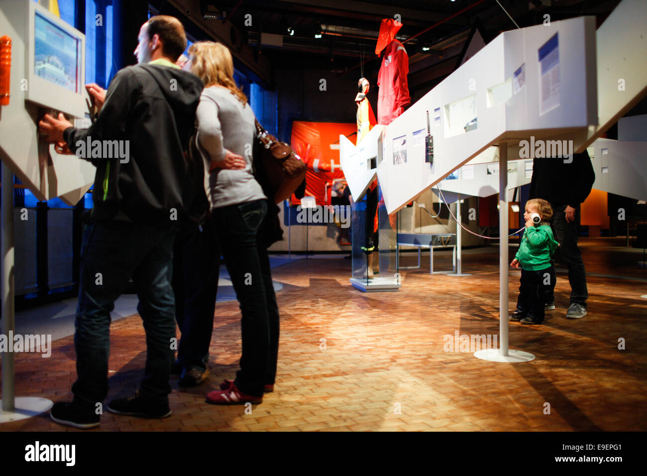 Berlin, Germany. 26th Oct, 2014. Visitors view the navigation area of the German Museum of Technology in Berlin, Germany, on Oct. 26, 2014. Found in 1982, the German Museum of Technology, with a total area of over 20,000 square meters, presents a broad spectrum of old and new technologies. Credit:  Zhang Fan/Xinhua/Alamy Live News Stock Photo