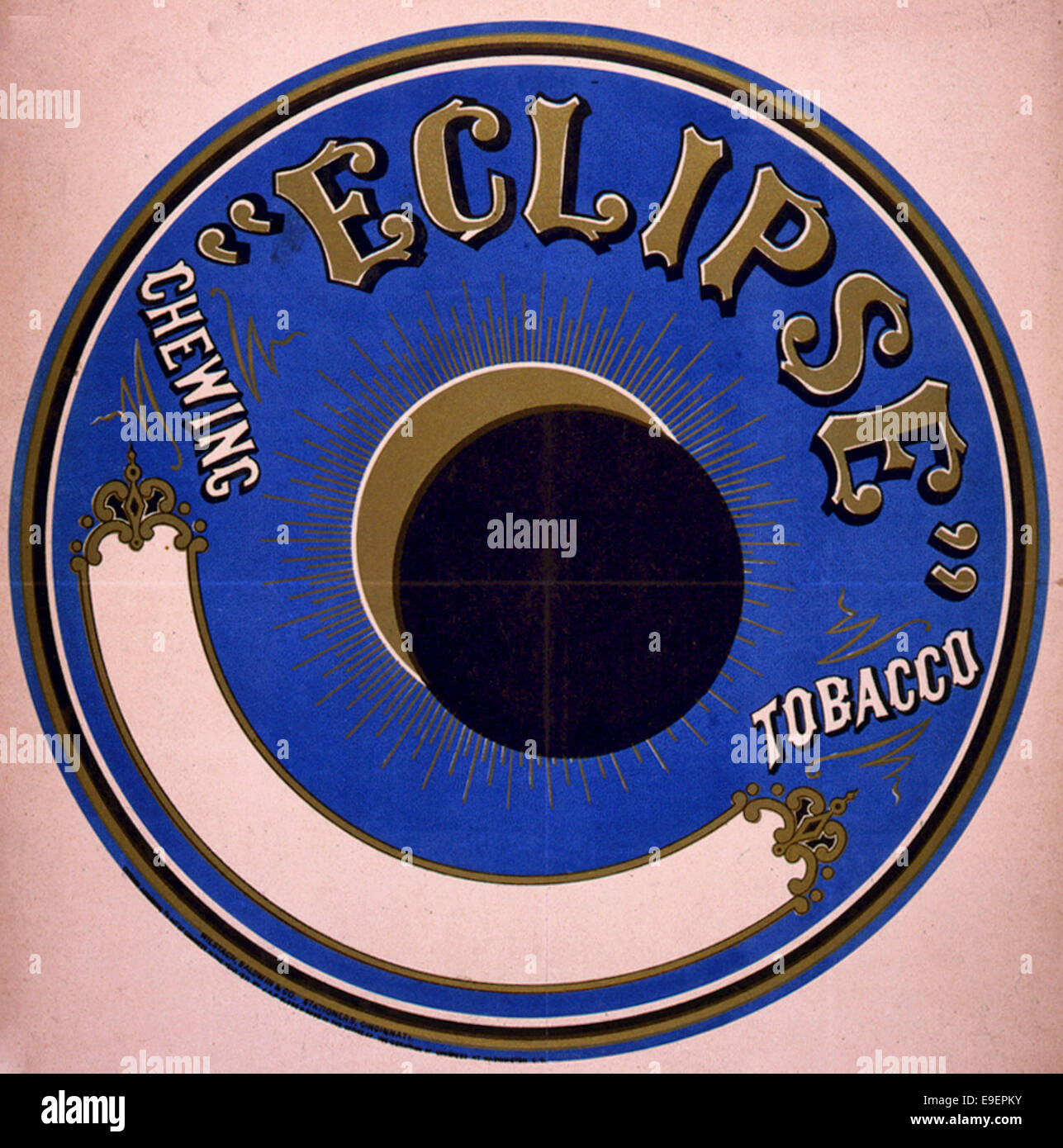 Eclipse Chewing Tobacco - Label showing a solar eclipse, circa 1871 Stock  Photo