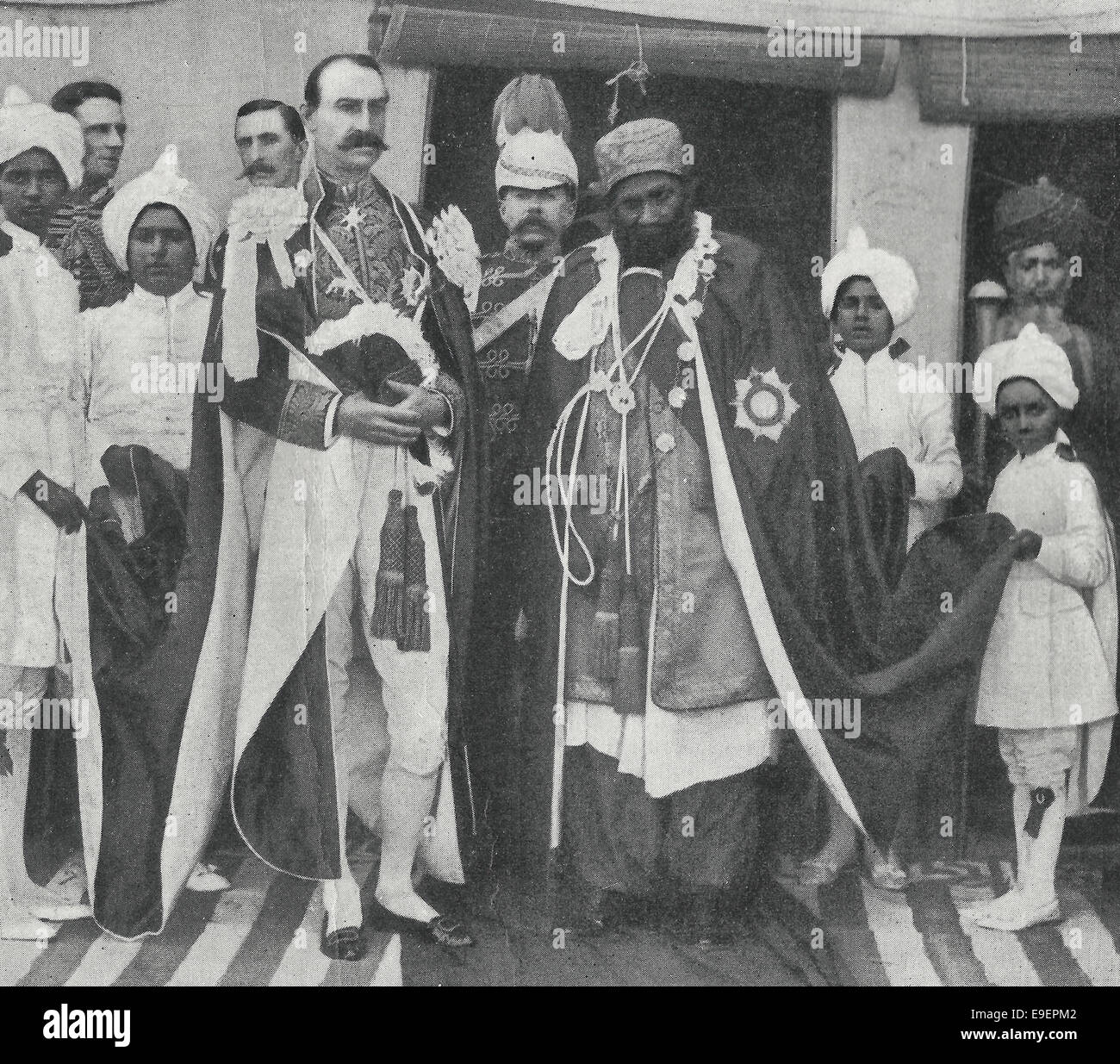His Excellency the Rt Honourable Lord Sandhurst, Governor of Bombay with H.H. the Mir of Khairpur, circa 1899 Stock Photo