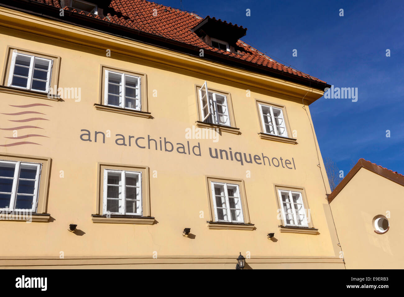 An Archibald Unique Hotel, Na Kampe Square Kampa Island, near Charles Bridge, Mala Strana, Prague Czech Republic Stock Photo