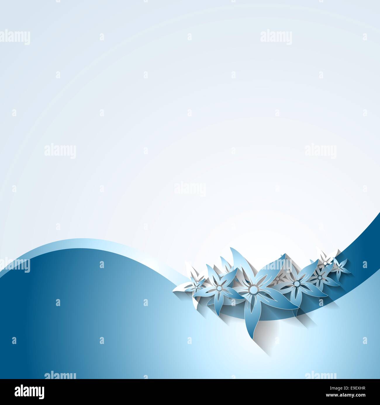 Abstract waves and flowers. Vector blue background Stock Photo - Alamy