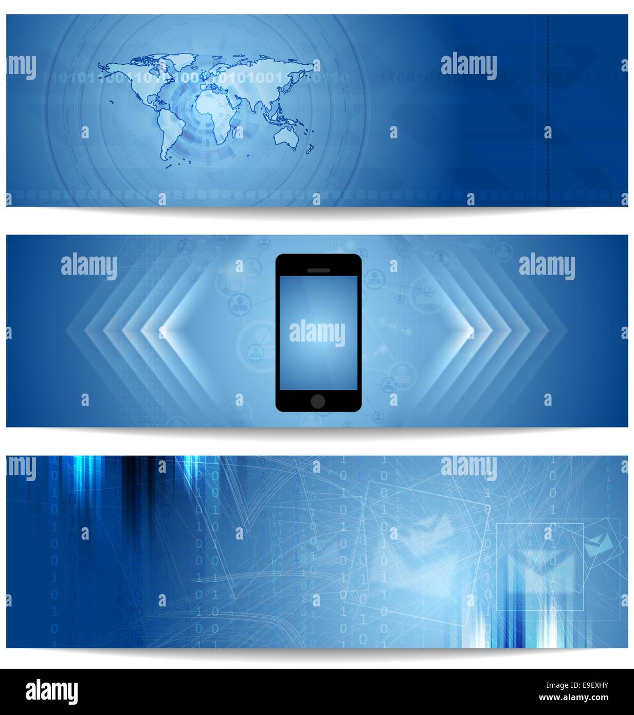 Blue abstract tech banners for web design. Vector template Stock Photo ...