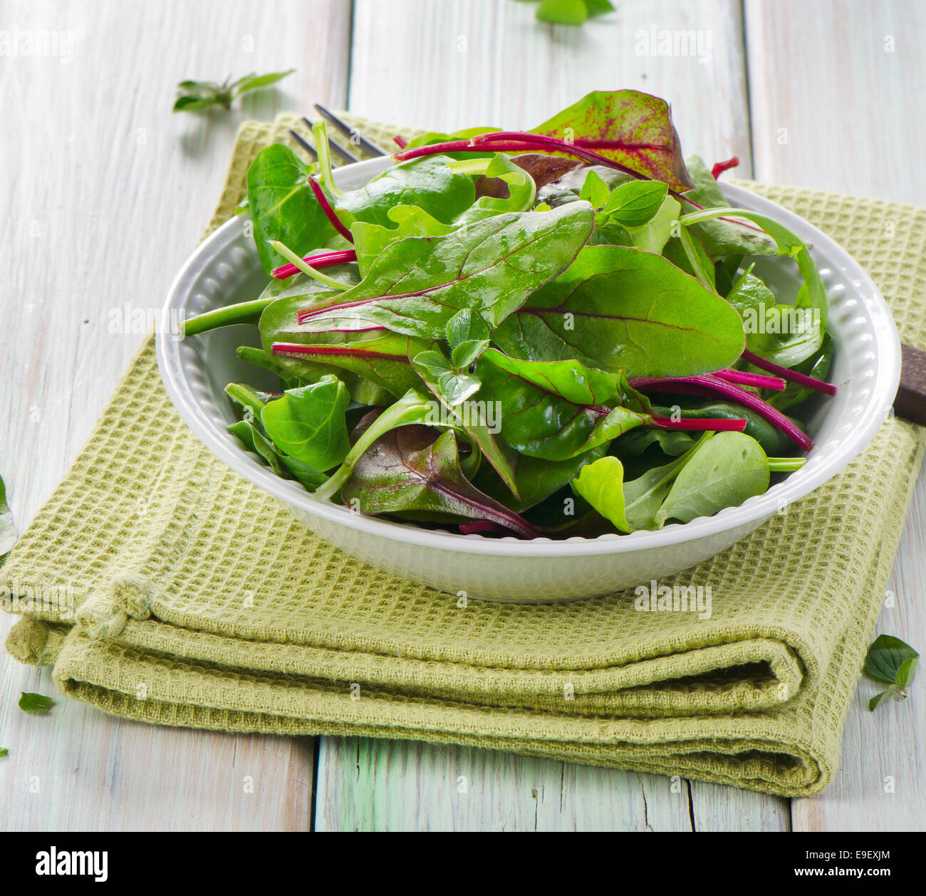 Fresh mixed salad leaves. Selective focus Stock Photo Alamy