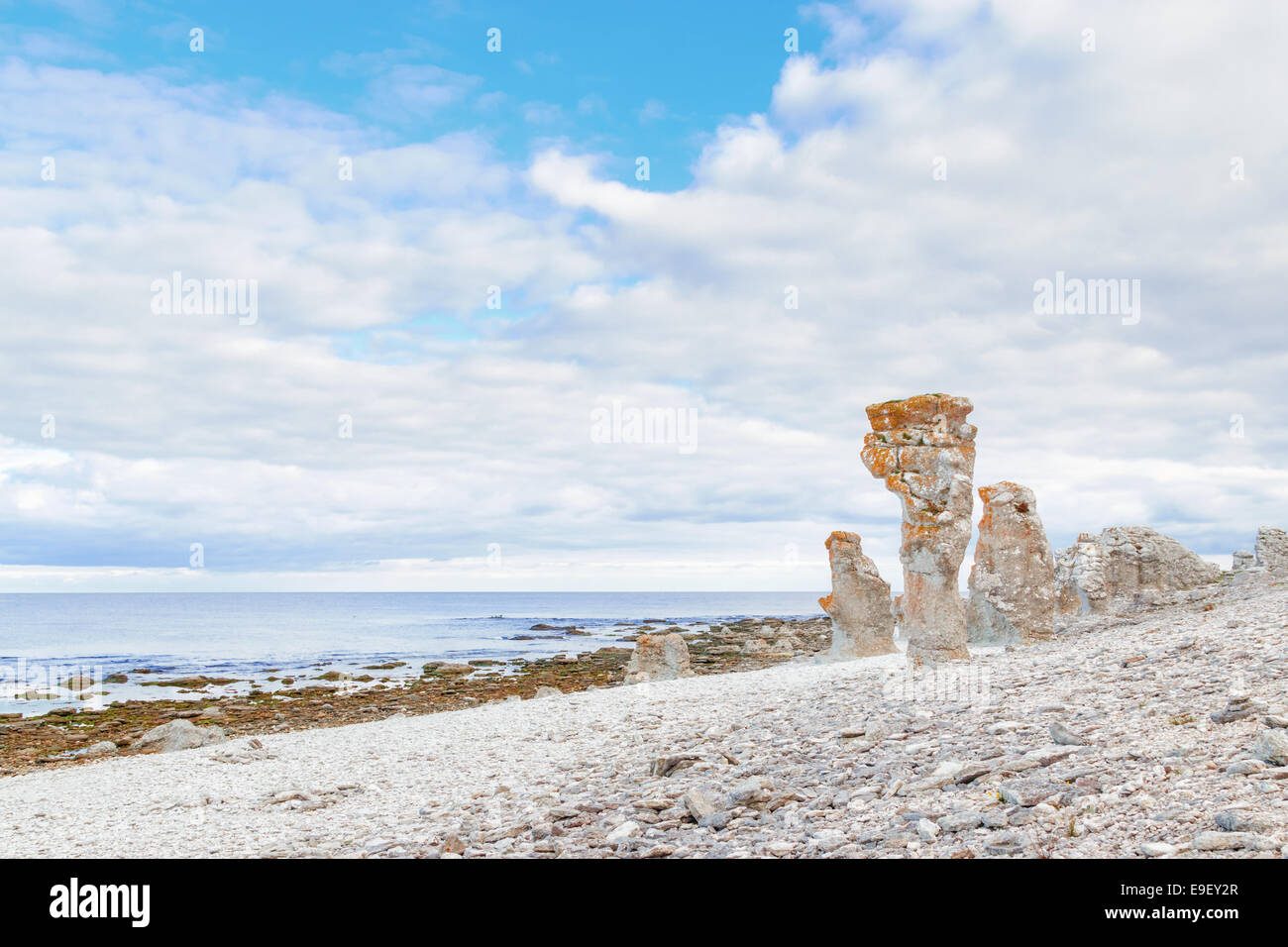 Rauk landscape of Langhammar in Gotland, Sweden Stock Photo