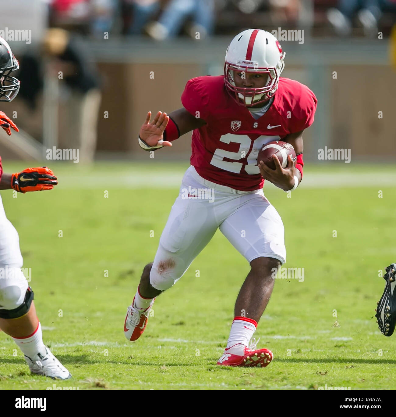 October 25, 2014: Stanford Cardinal running back Barry Sanders (26) in action during the NCAA Football game between the Stanford Cardinal and the Oregon State Beavers at Stanford Stadium in Palo Alto, CA. Stanford defeated Oregon State 38-14. Damon Tarver/Cal Sport Media Stock Photo