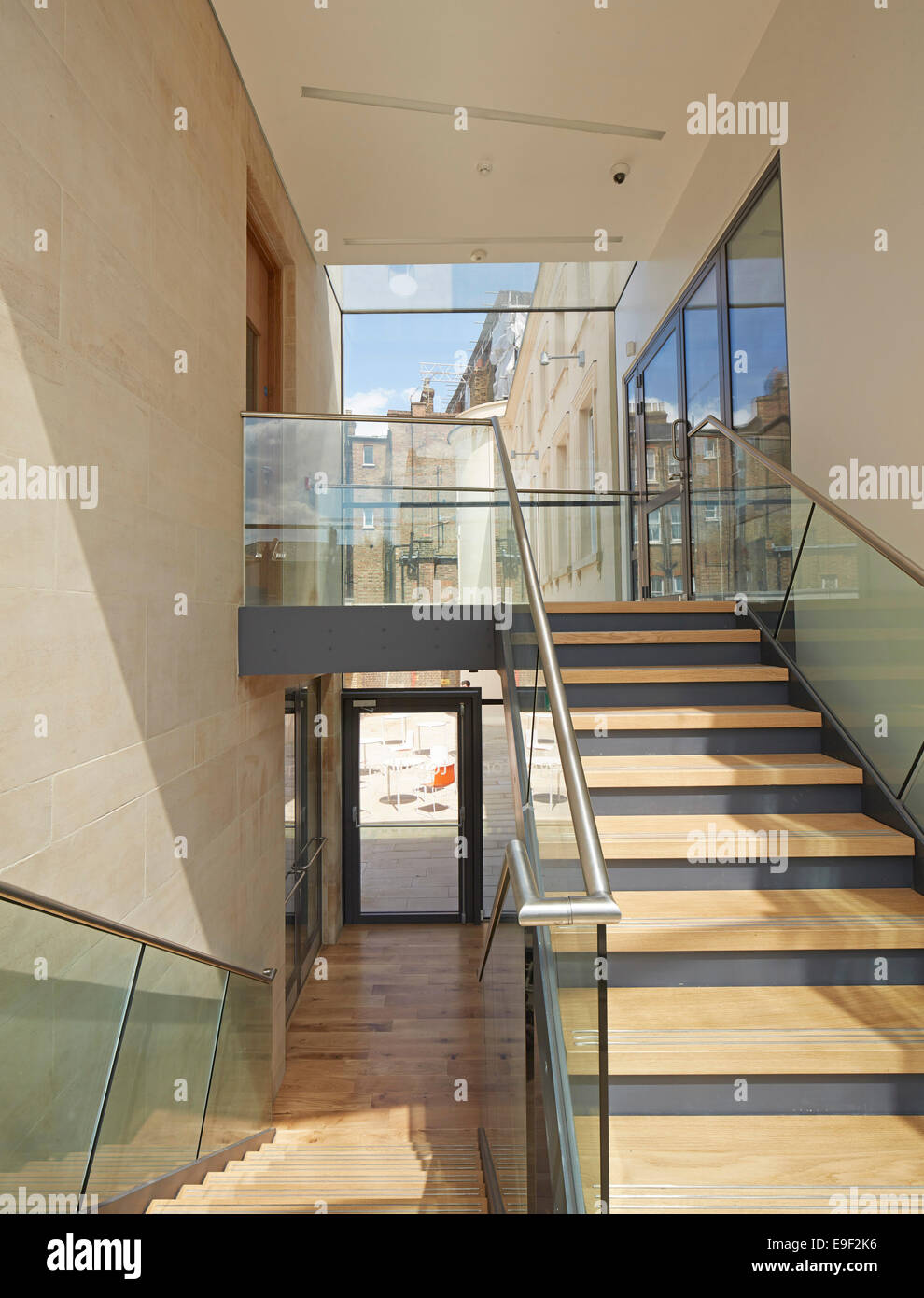 Black Cultural Archives (BCA), London, United Kingdom. Architect: Pringle Richards Sharratt Ltd, 2014. Staircase. Stock Photo