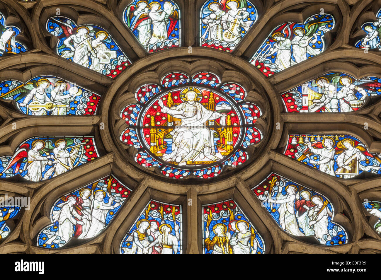 England, Somerset, Bristol, Bristol Cathedral, Stained Glass Window Stock Photo Alamy