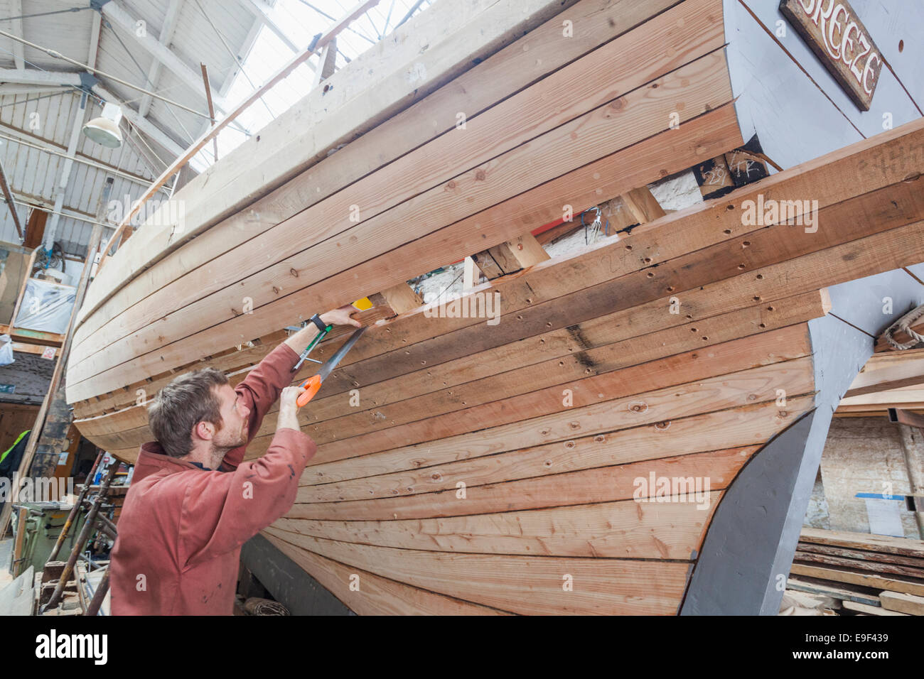 England, Somerset, Bristol, Harbourside, Underfall Yard, Boat Building Stock Photo