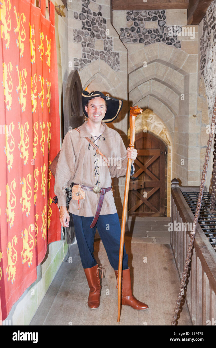 England, West Sussex, Arundel, Arundel Castle, Visitor in Period Costume Stock Photo