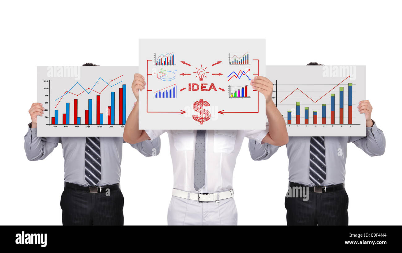 businesspeople holding posters with business idea Stock Photo - Alamy