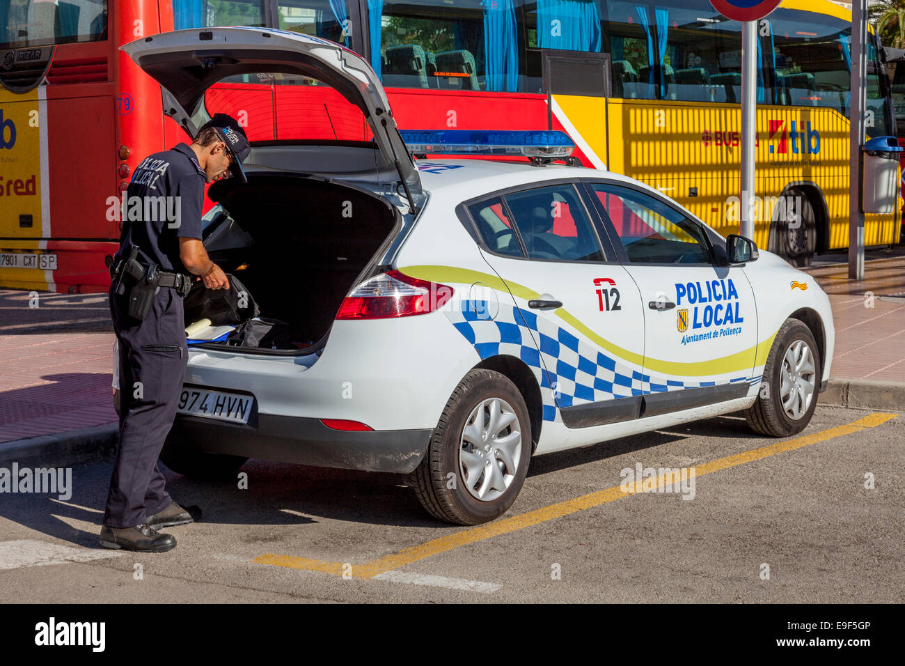 Police Officer, Puerto de Pollensa, Mallorca - Spain Stock Photo - Alamy