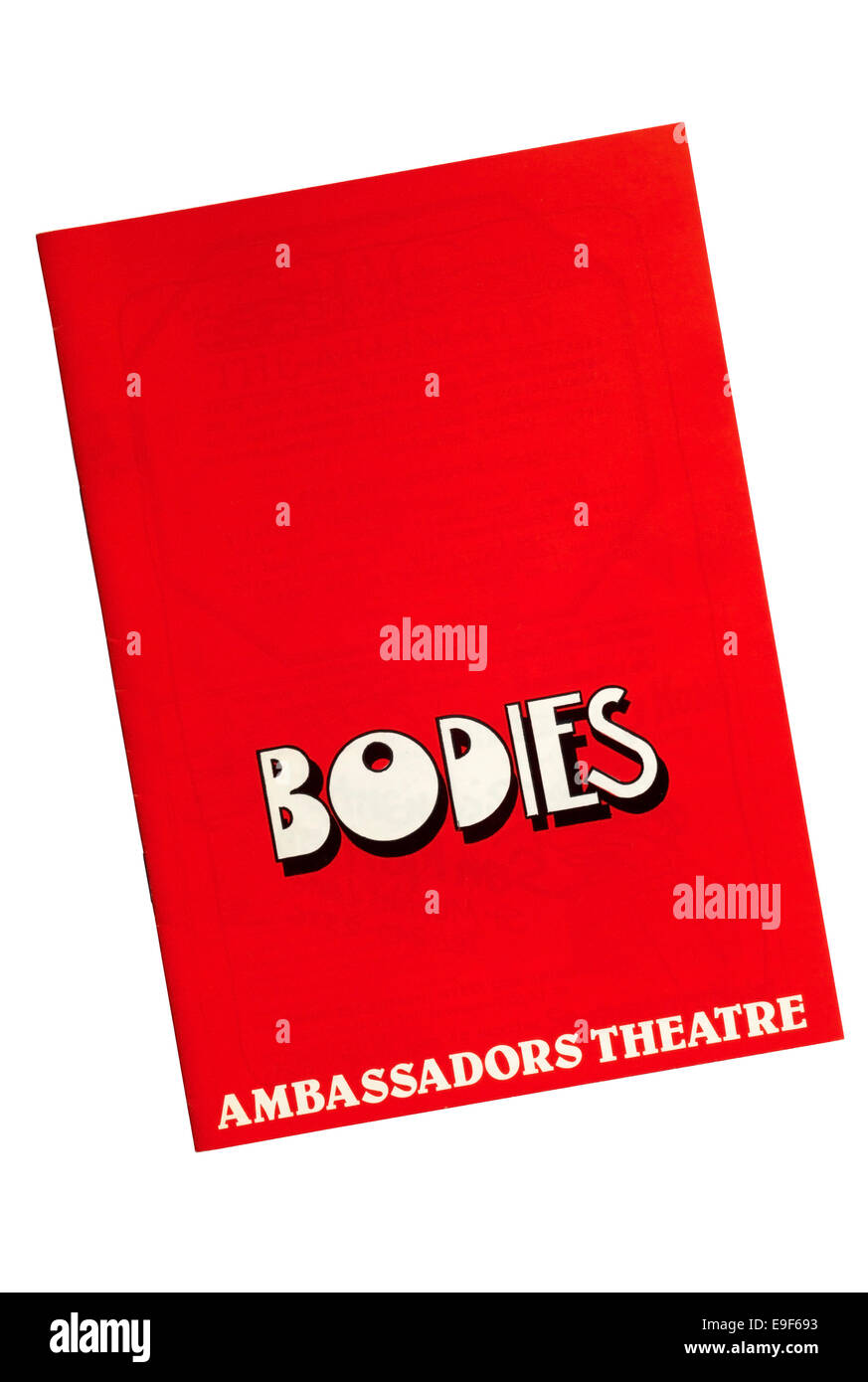 Programme for the 1979 production of Bodies by James Saunders at the Ambassadors Theatre. Stock Photo