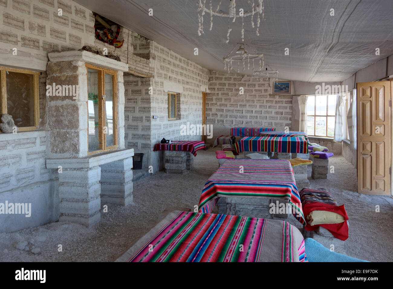Salt hotel. San Juan. Salar de Uyuni. Bolivia Stock Photo