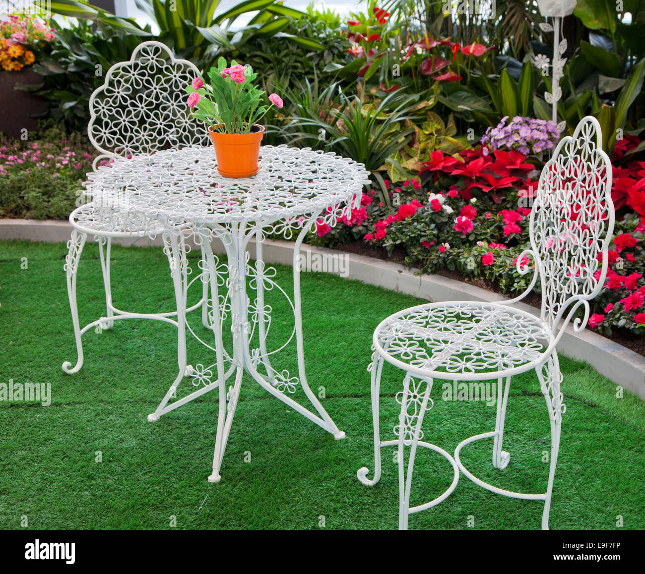Wrought iron tables and chairs Stock Photo Alamy