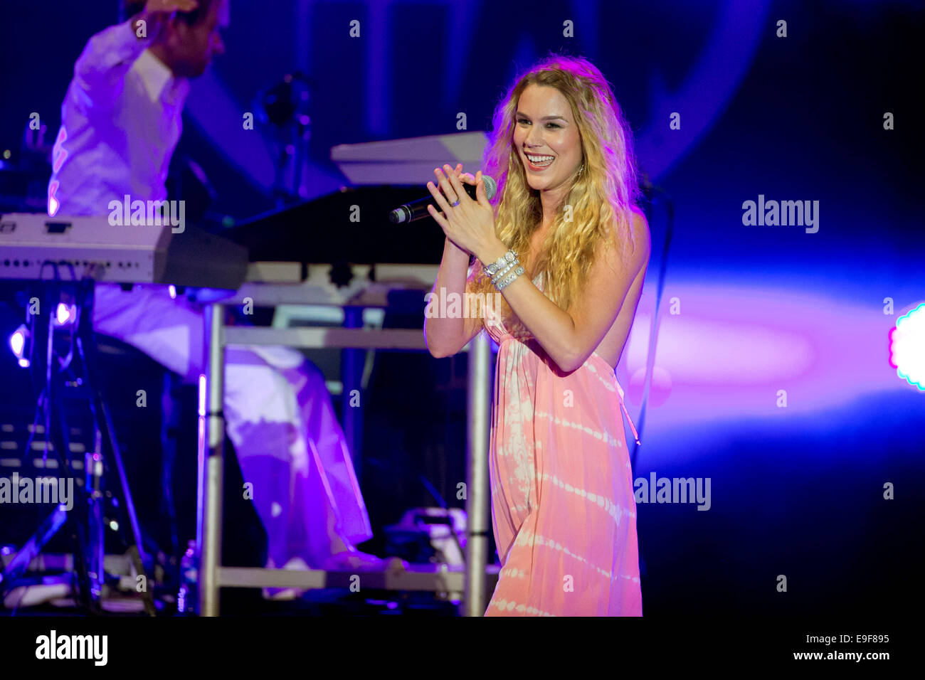 Joss Stone in concert on the occasion of the the 'Jazz à Juan' festival on 2014/07/16 Stock Photo