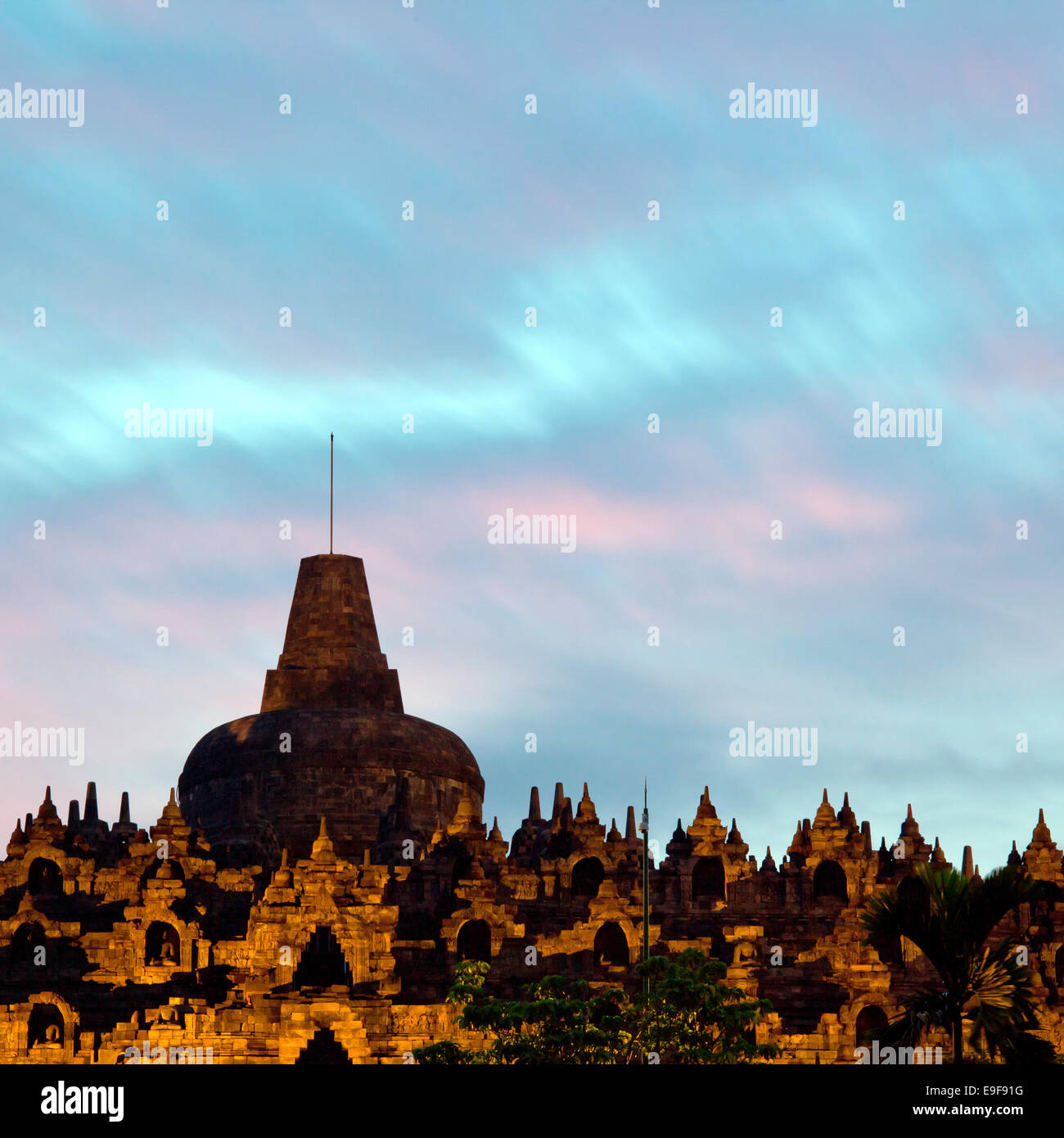 Borobudur Temple at Dusk Stock Photo