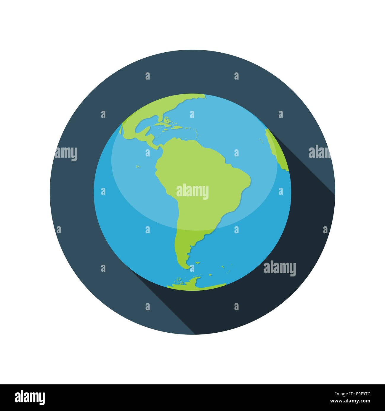 Flat Design Concept Globe Icon Vector Illustration With Long Sha Stock ...