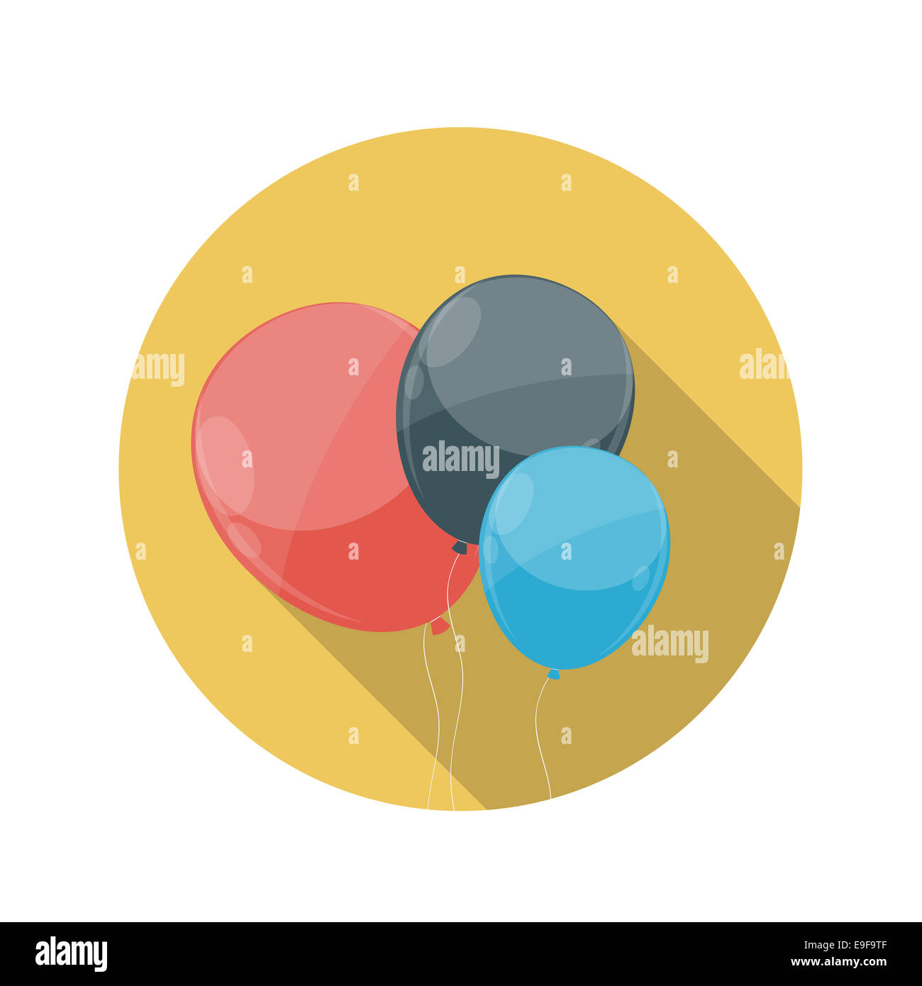 Flat Design Concept Balloons Icon Vector Illustration With Long Stock ...