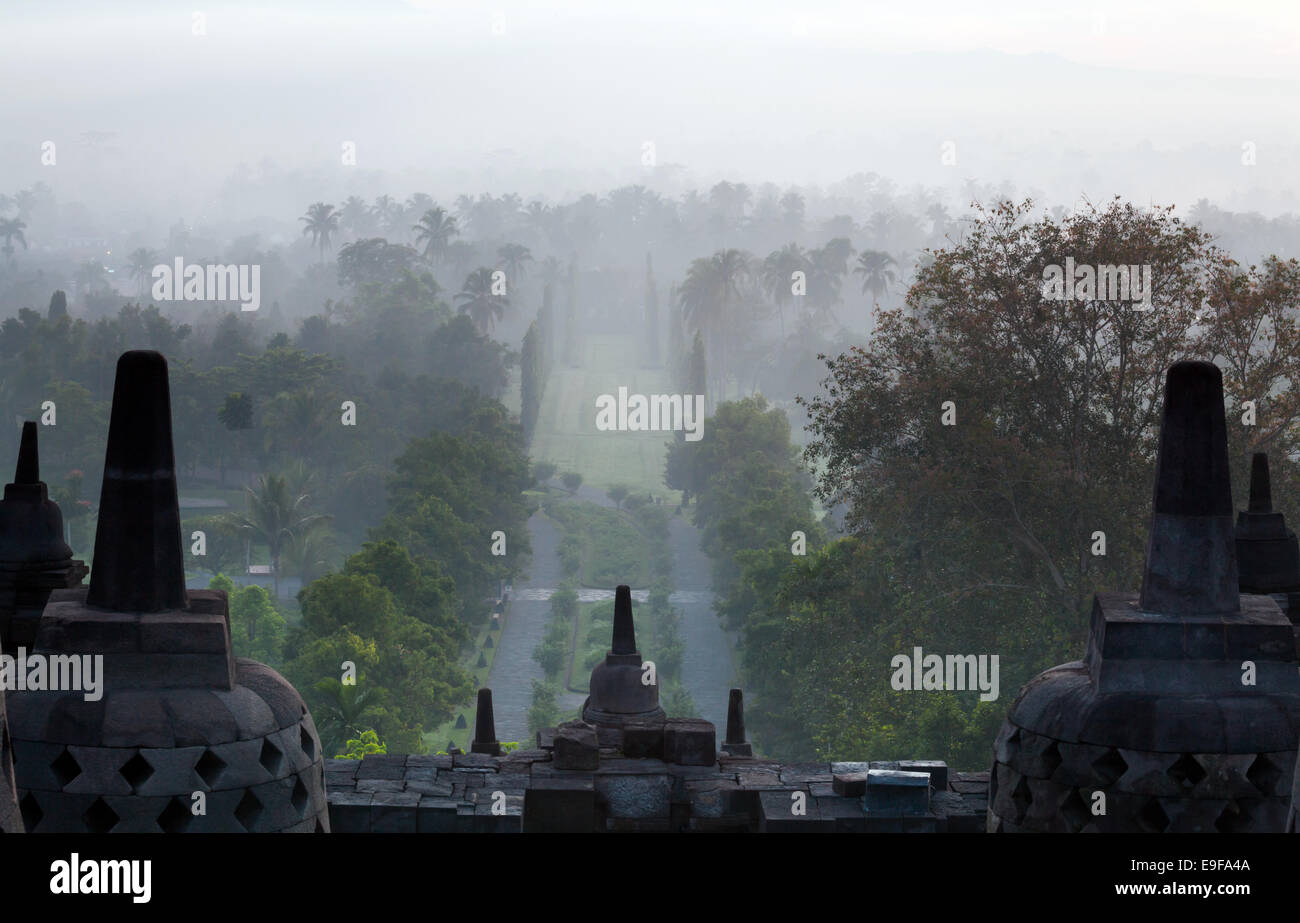 Borobudur Temple Indonesia Sunrise Stock Photo