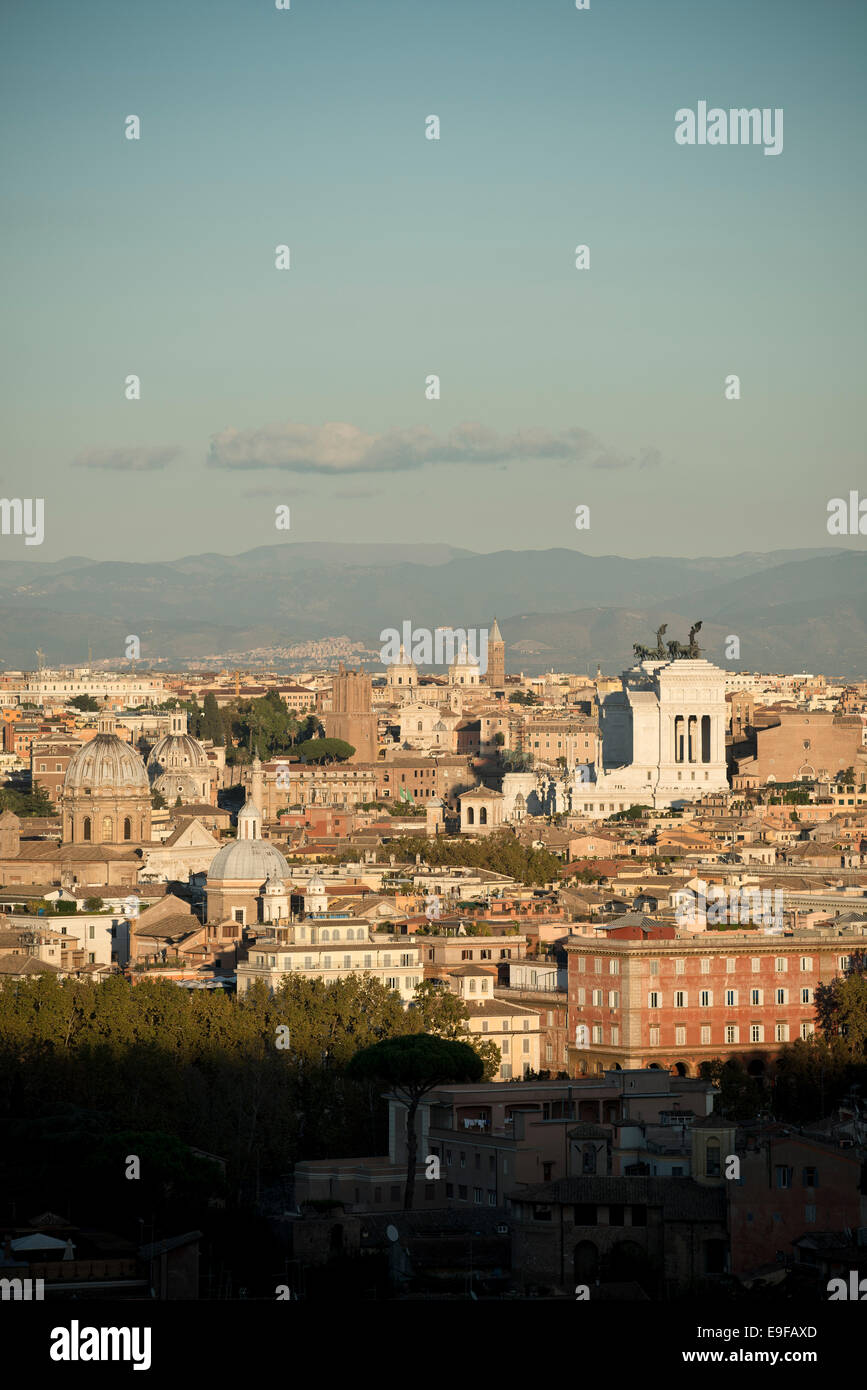 Rome. Italy. View across the city towards Piazza Venezia from Piazza Garibaldi on the Gianicolo hill. Stock Photo