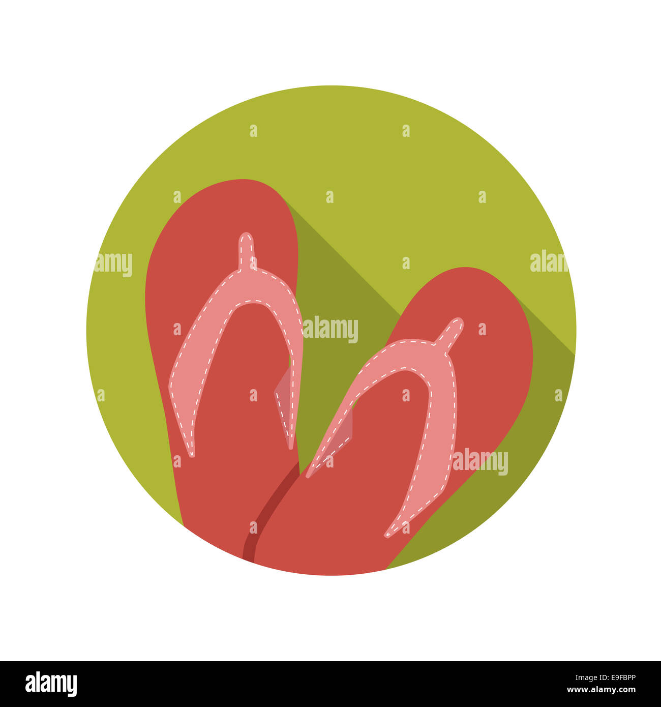Flat Design Concept Flip Flop Vector Illustration With Long Shad Stock ...