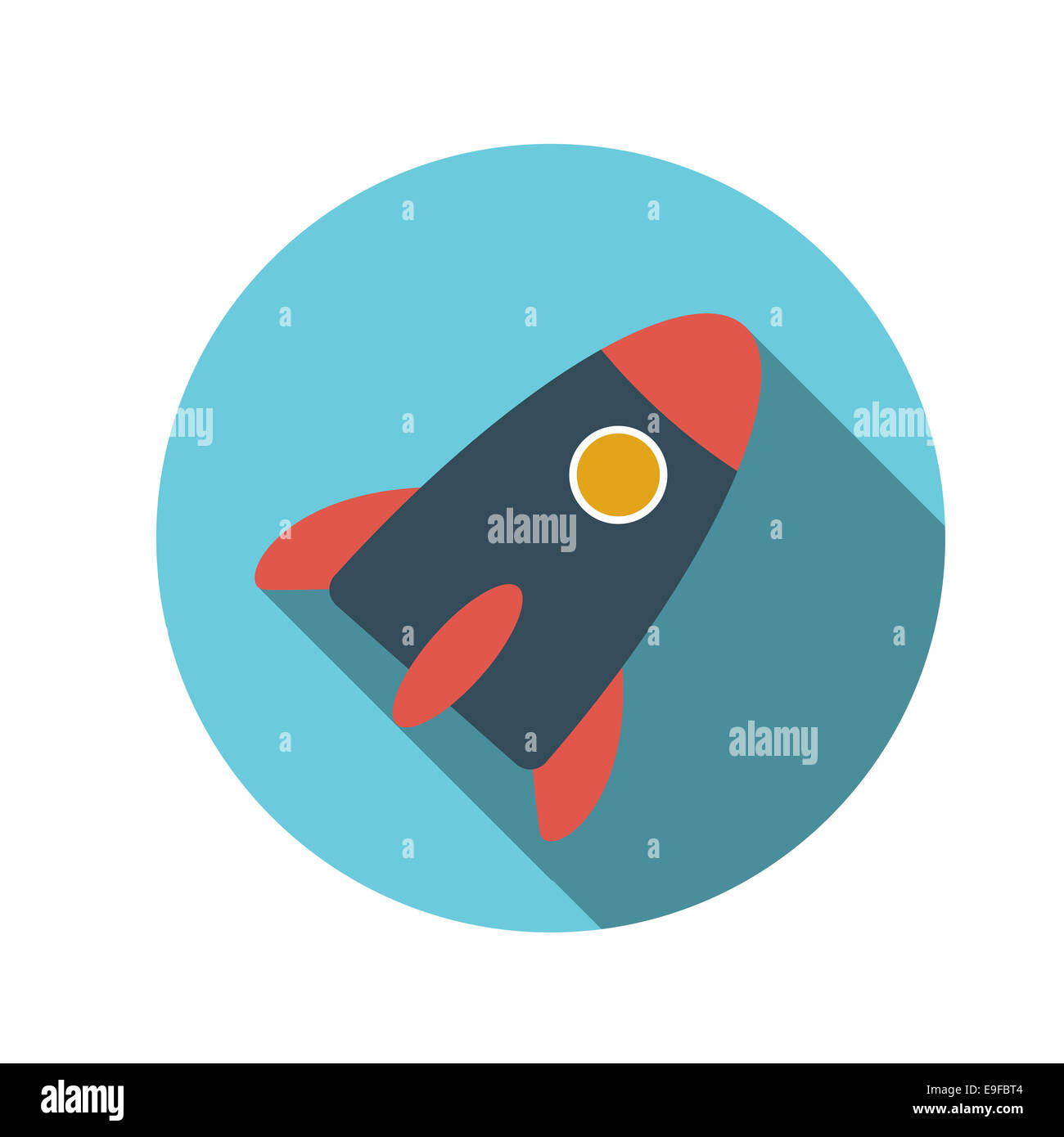 Flat Design Concept Rocket Vector Illustration With Long Shadow Stock ...