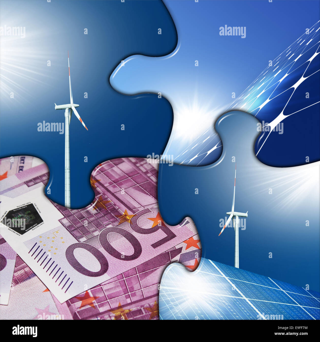 solar, generator, money, puzzle Stock Photo