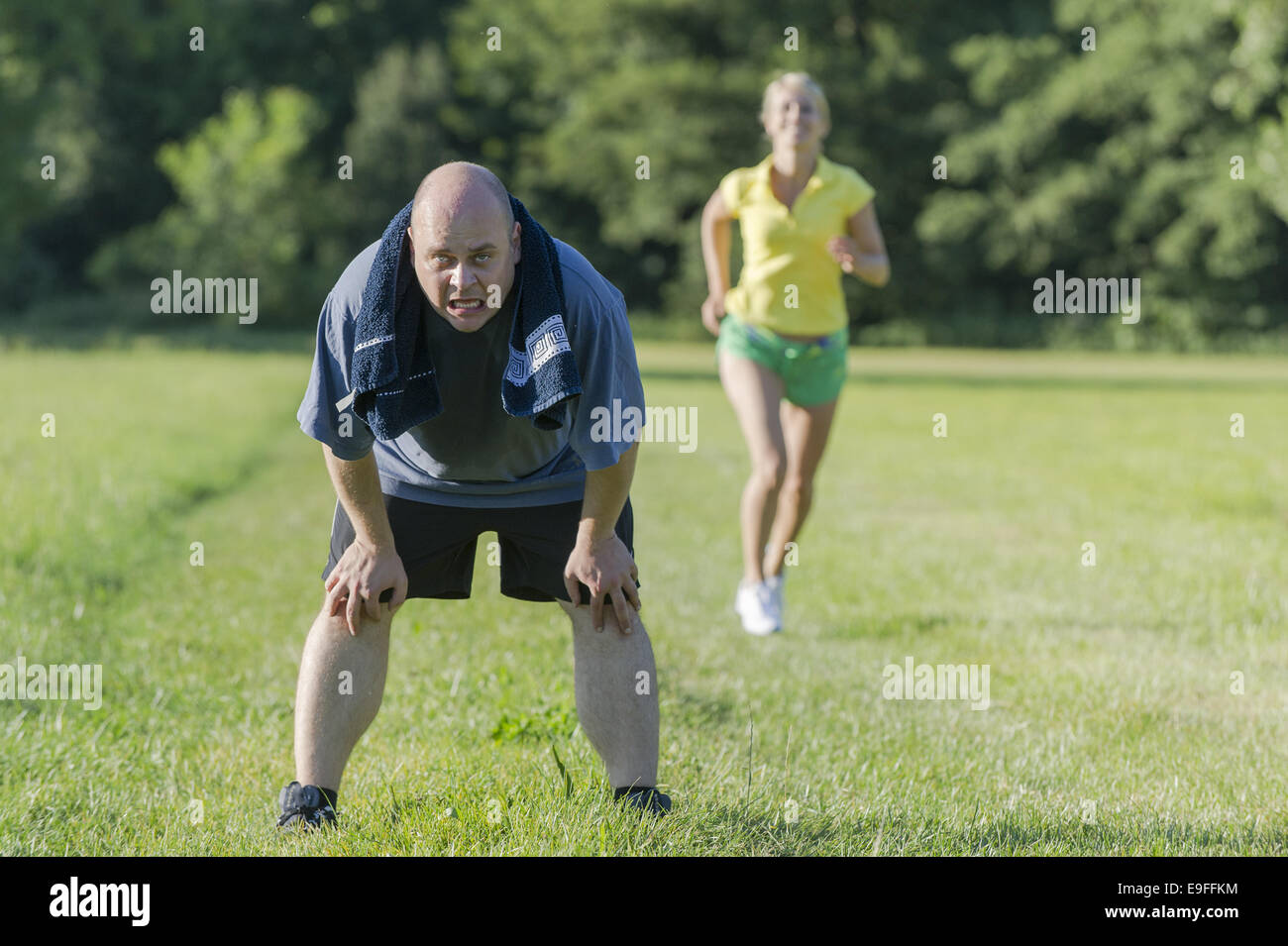 Personal Trainer with an overweight customer Stock Photo