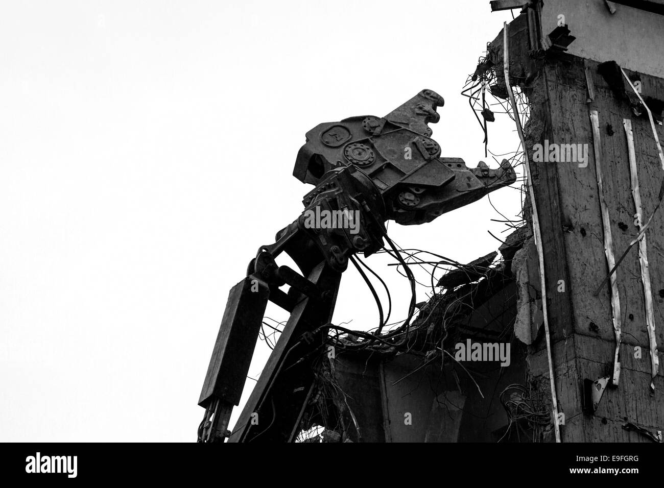 Crane Nibbler demolishing a building Stock Photo