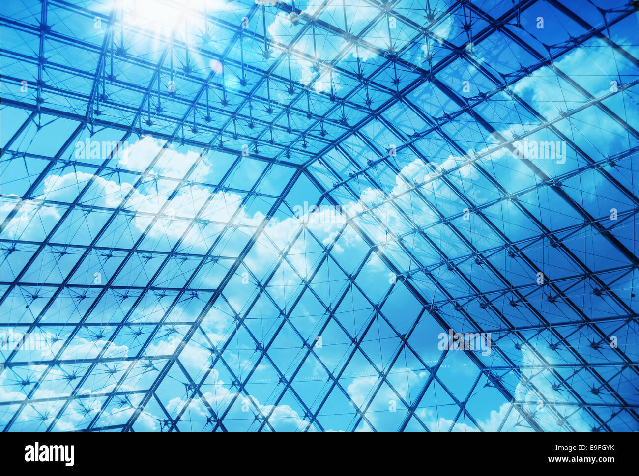 Office building details reflecting, blue sky Stock Photo - Alamy