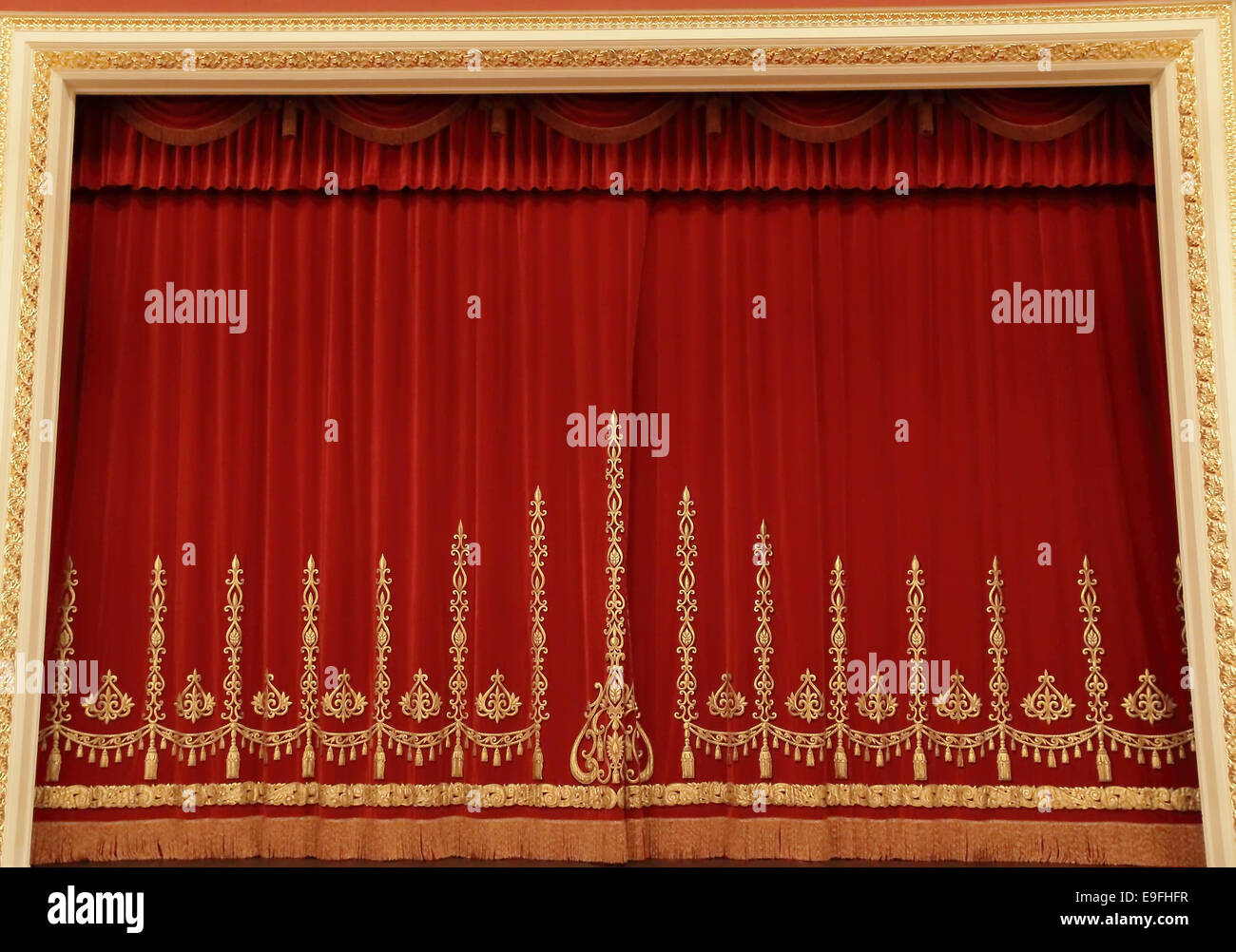 Theatrical red curtain Stock Photo