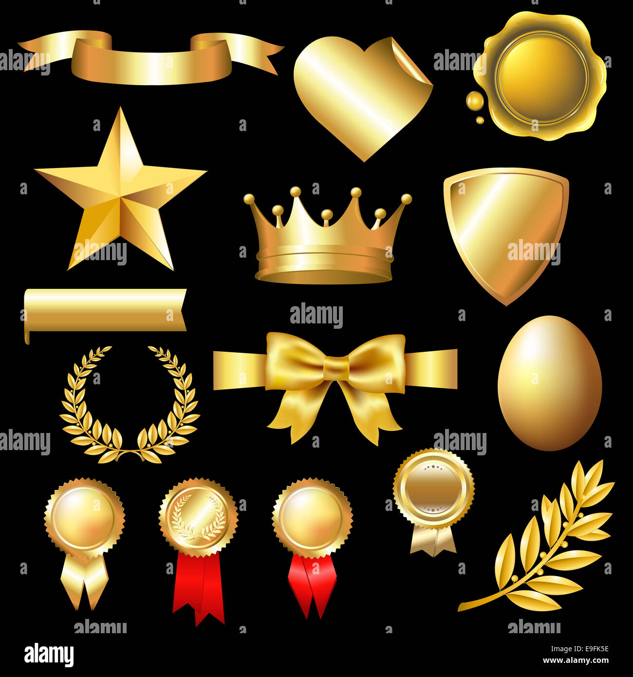 Big Set Of Gold Elements Stock Photo