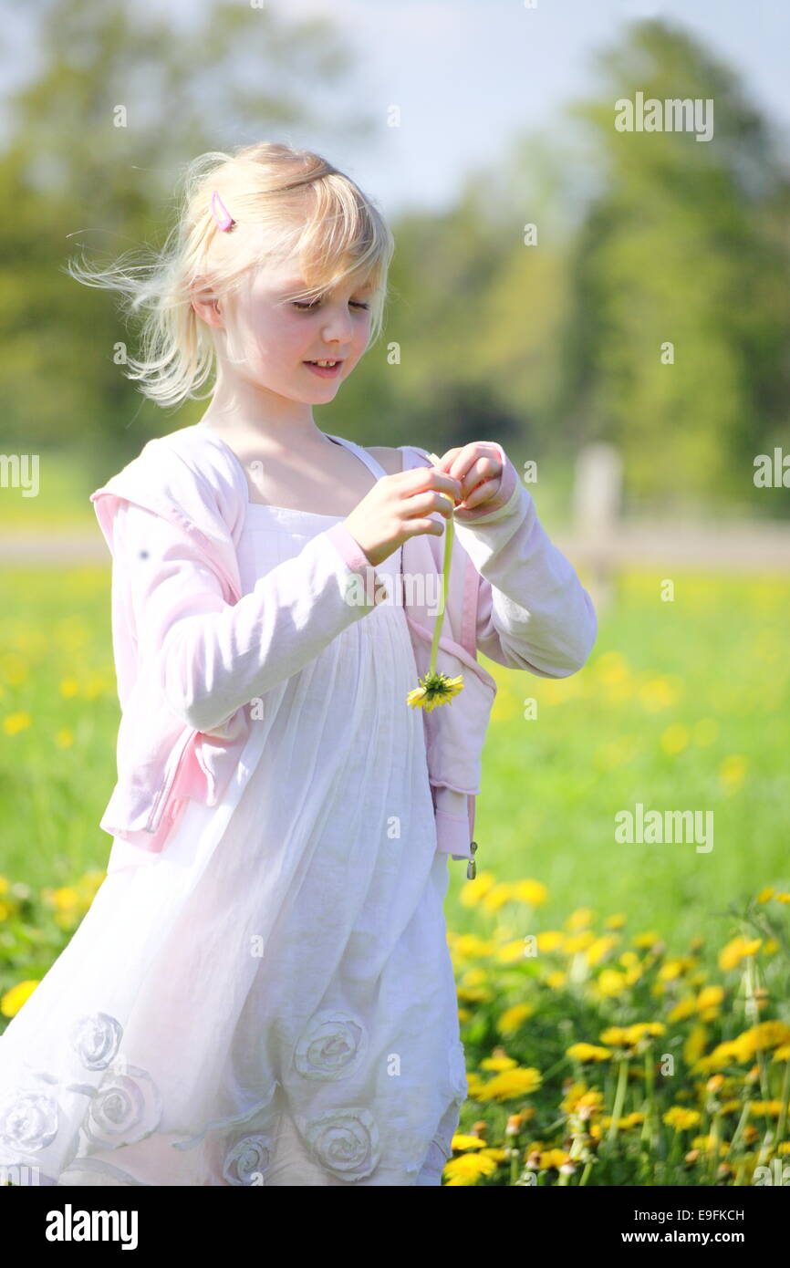 girl with dandelion Stock Photo - Alamy