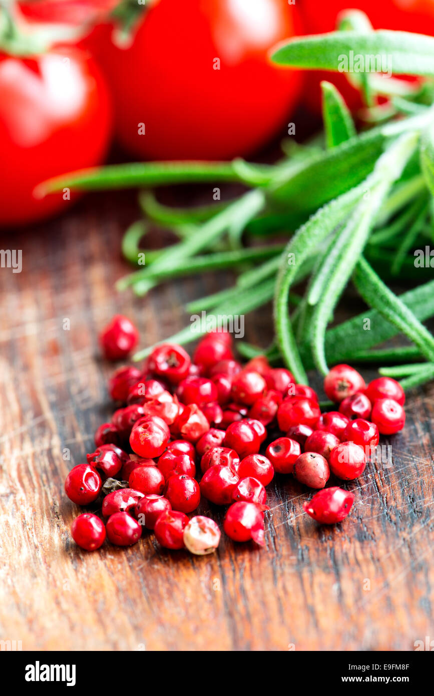 Mix of spices herbs and tomato Stock Photo Alamy