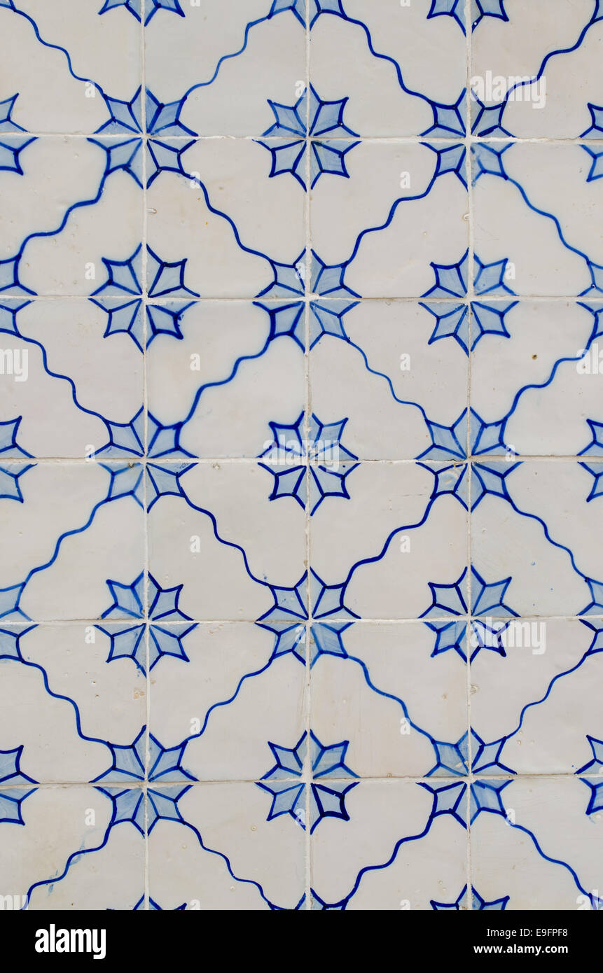 Traditional Portuguese glazed tiles Stock Photo